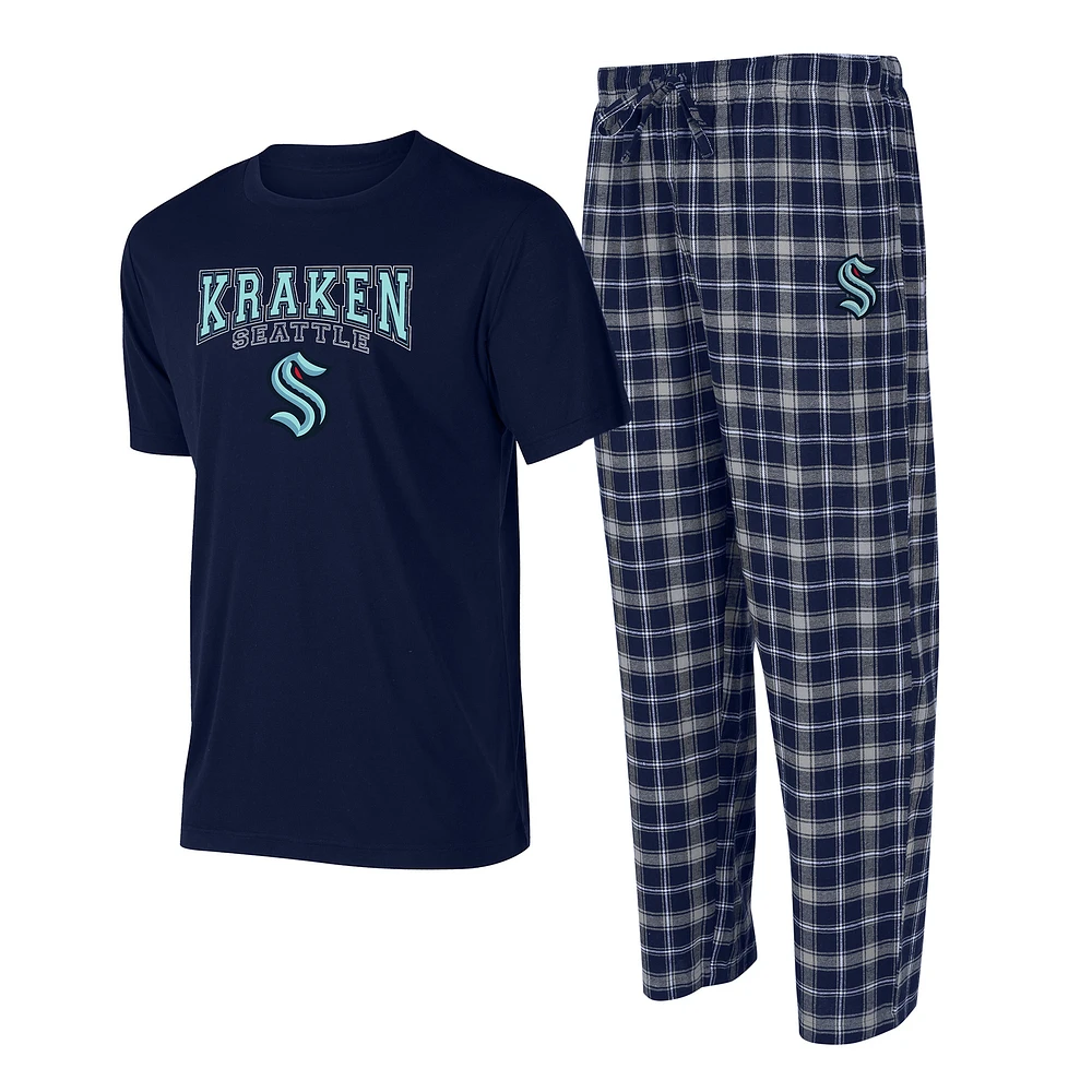 Ensemble de nuit pour hommes Concepts Sport bleu marine/gris Seattle Kraken Arctic T-shirt et pantalon pyjama