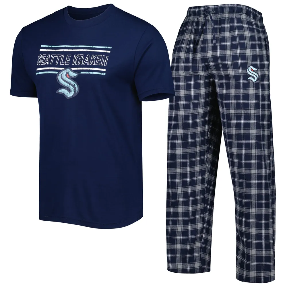 Concepts Sport Women's College Navy, Neon Green Seattle Seahawks Logo  T-shirt and Pants Set