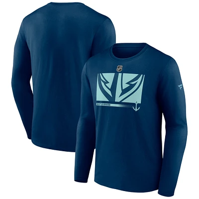 Men's Deep Sea Blue Seattle Kraken Authentic Pro Core Collection Secondary Long Sleeve T-Shirt