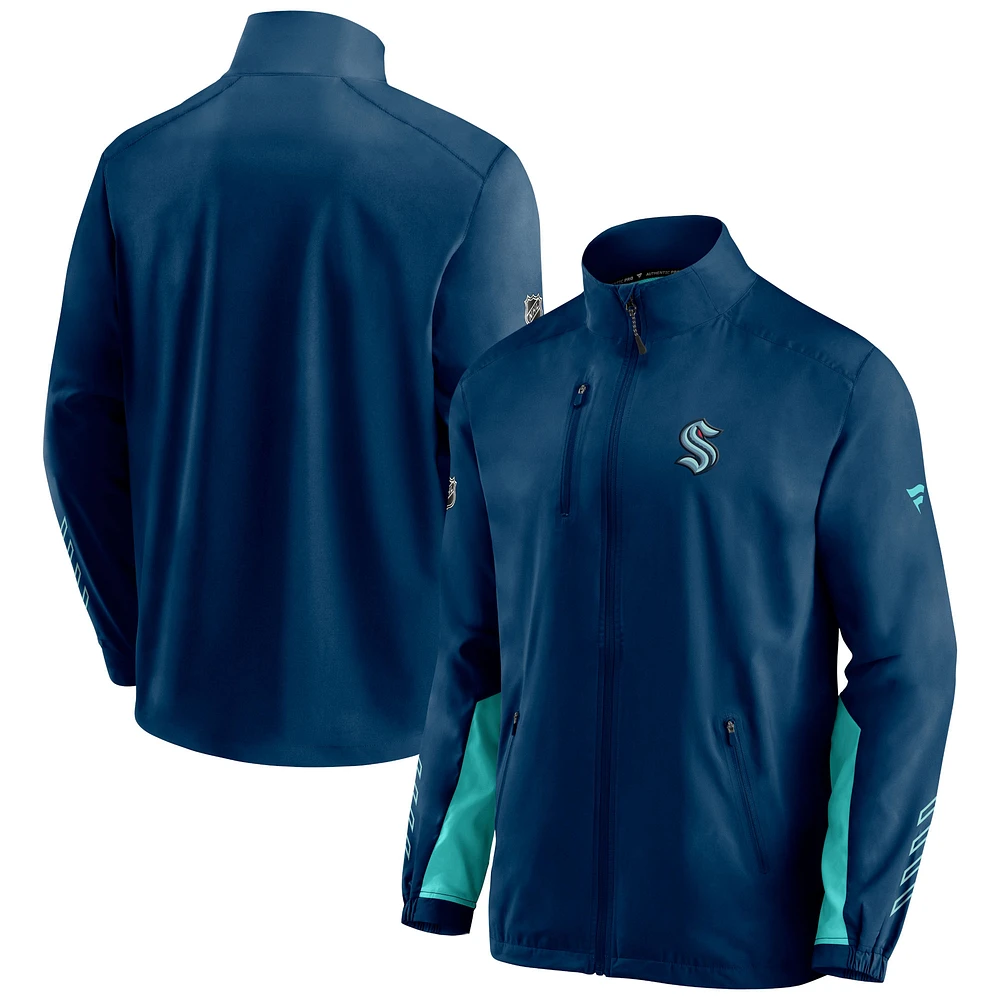 Veste zippée intégrale pour homme Seattle Kraken Authentic Pro Locker Room Rinkside bleu marine