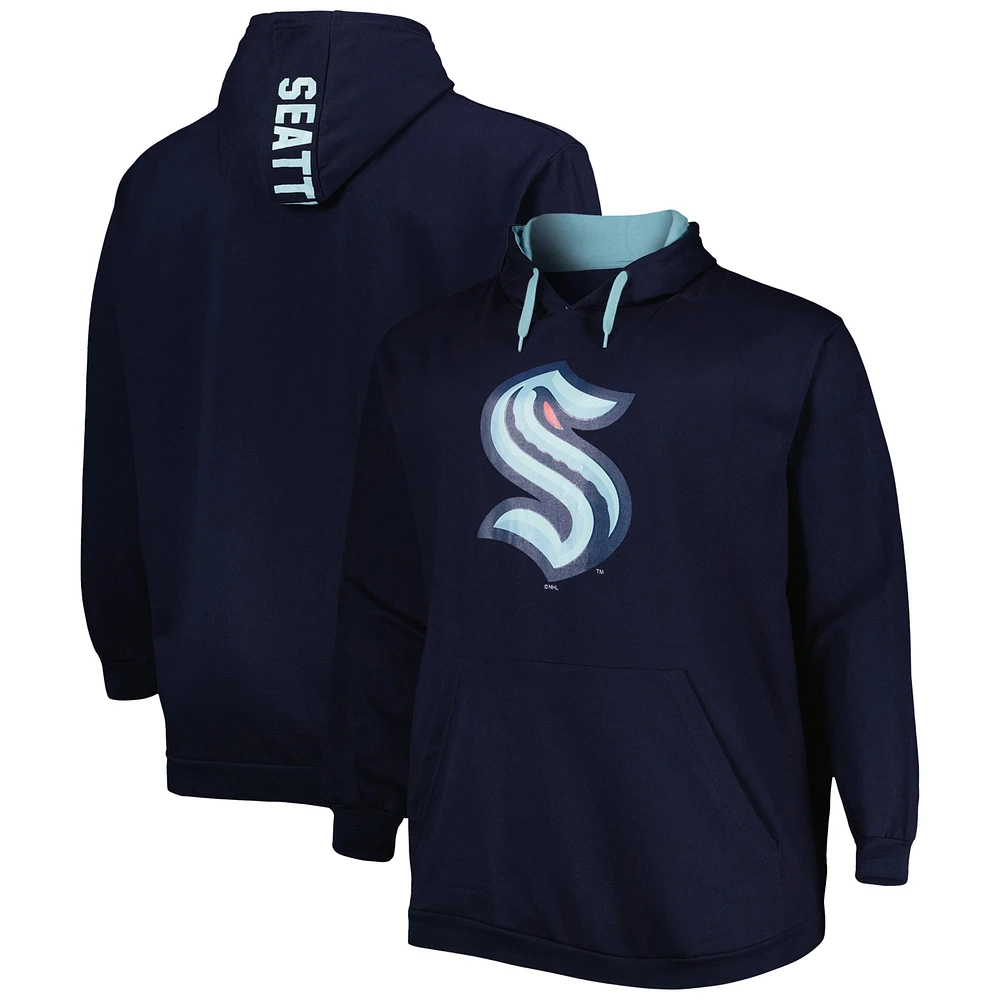 Men's Deep Sea Blue Seattle Kraken Big & Tall Fleece Pullover Hoodie