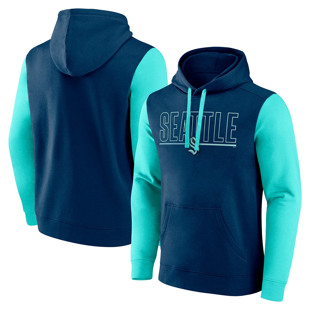 Men's Deep Sea Blue Seattle Kraken Deliver Fleece Pullover Hoodie