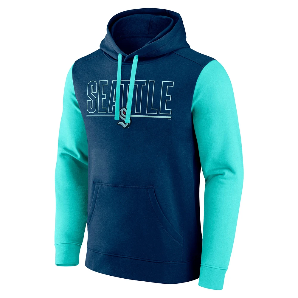 Men's Deep Sea Blue Seattle Kraken Deliver Fleece Pullover Hoodie