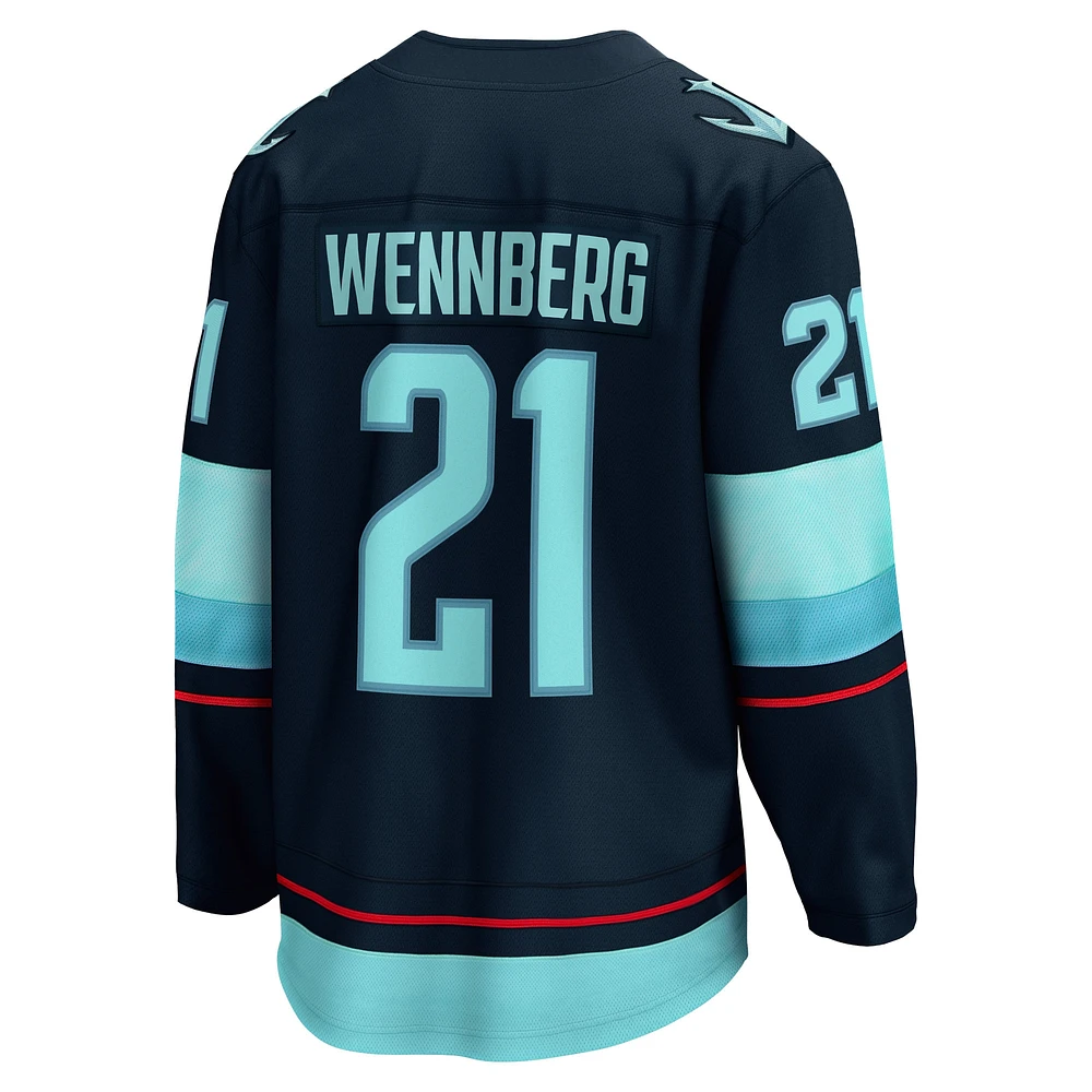 Maillot de joueur échappé Seattle Kraken Home Breakaway Fanatics Alexander Wennberg pour hommes, bleu marine