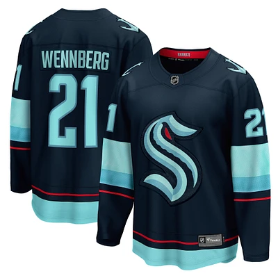 Maillot de joueur échappé Seattle Kraken Home Breakaway Fanatics Alexander Wennberg pour hommes, bleu marine