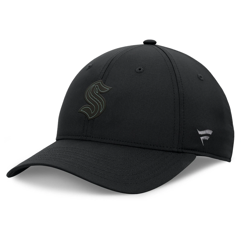 Men's Fanatics Black Seattle Kraken Authentic Pro Road Logo Adjustable Hat