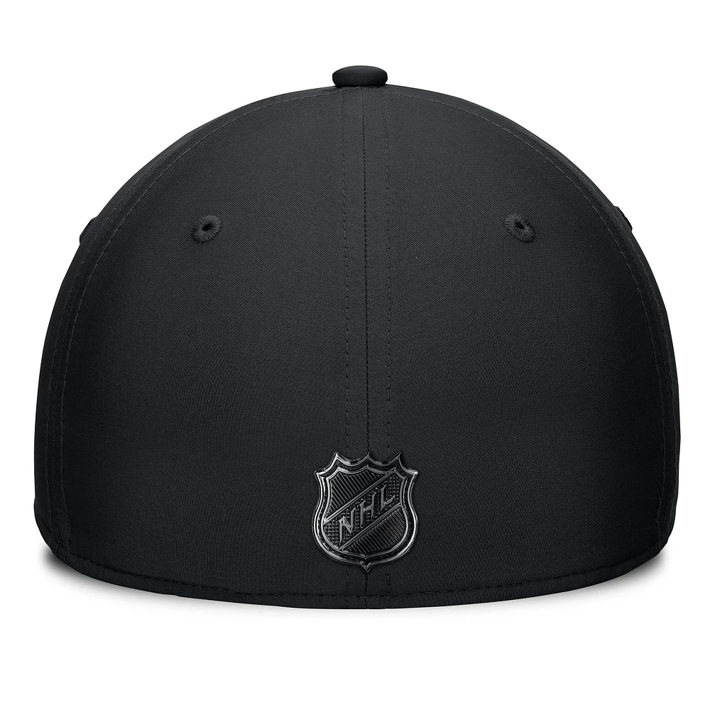 Casquette Fanatics noire authentique pour homme Seattle Kraken Pro Road Team Code Side Patch Flex