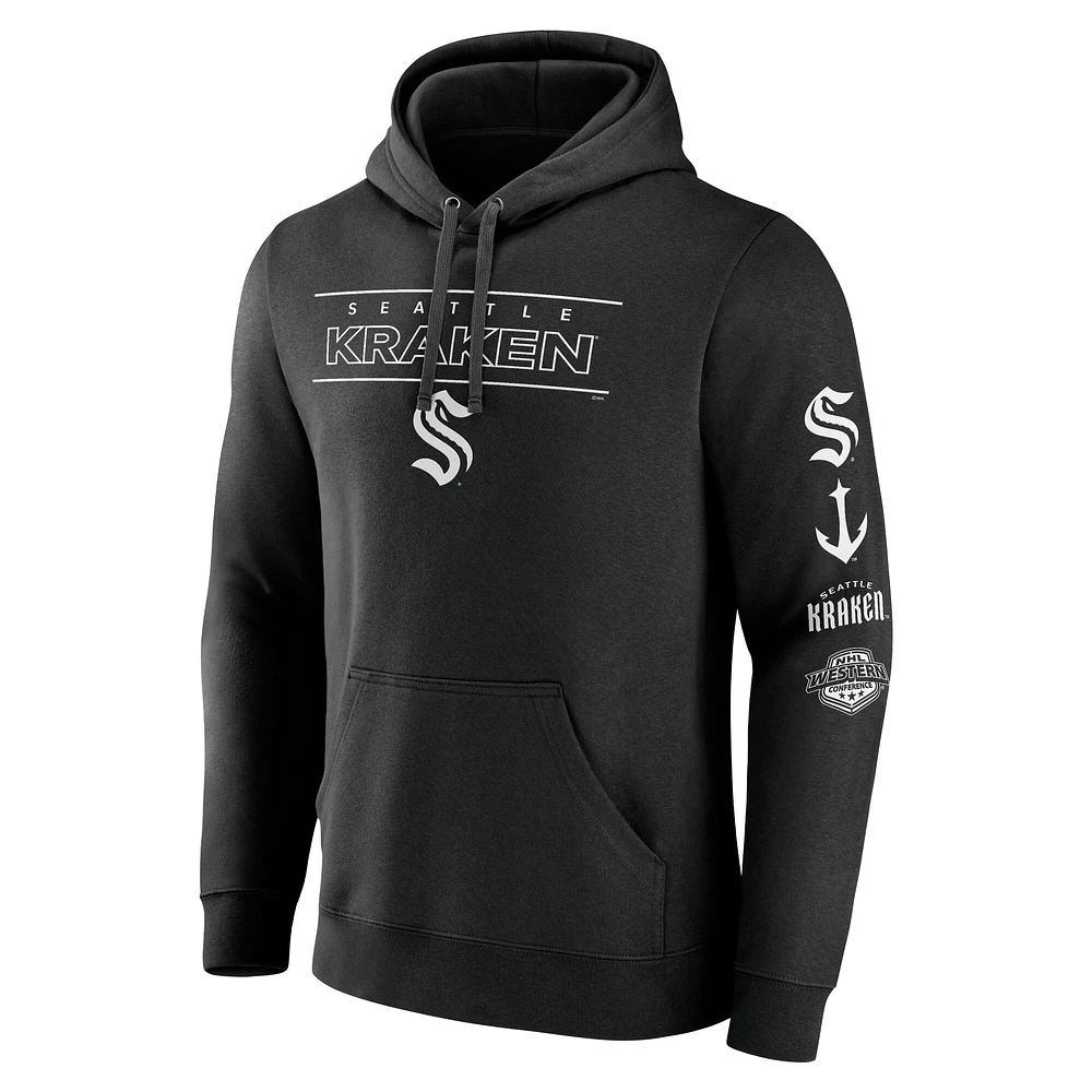 Men's Fanatics  Black Seattle Kraken Bank Shot Fleece Pullover Hoodie