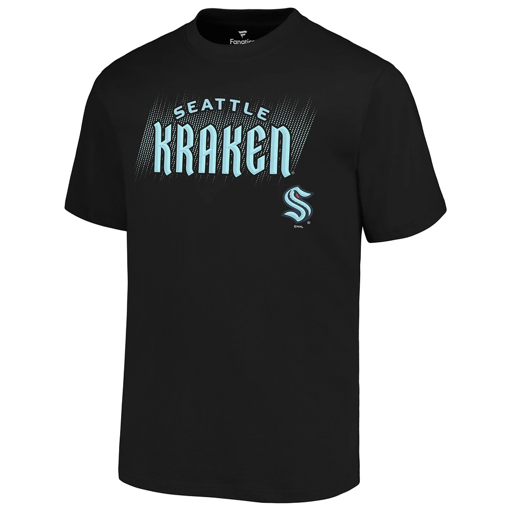 T-shirt noir Seattle Kraken Big & Tall avec mot-symbole Fanatics pour hommes