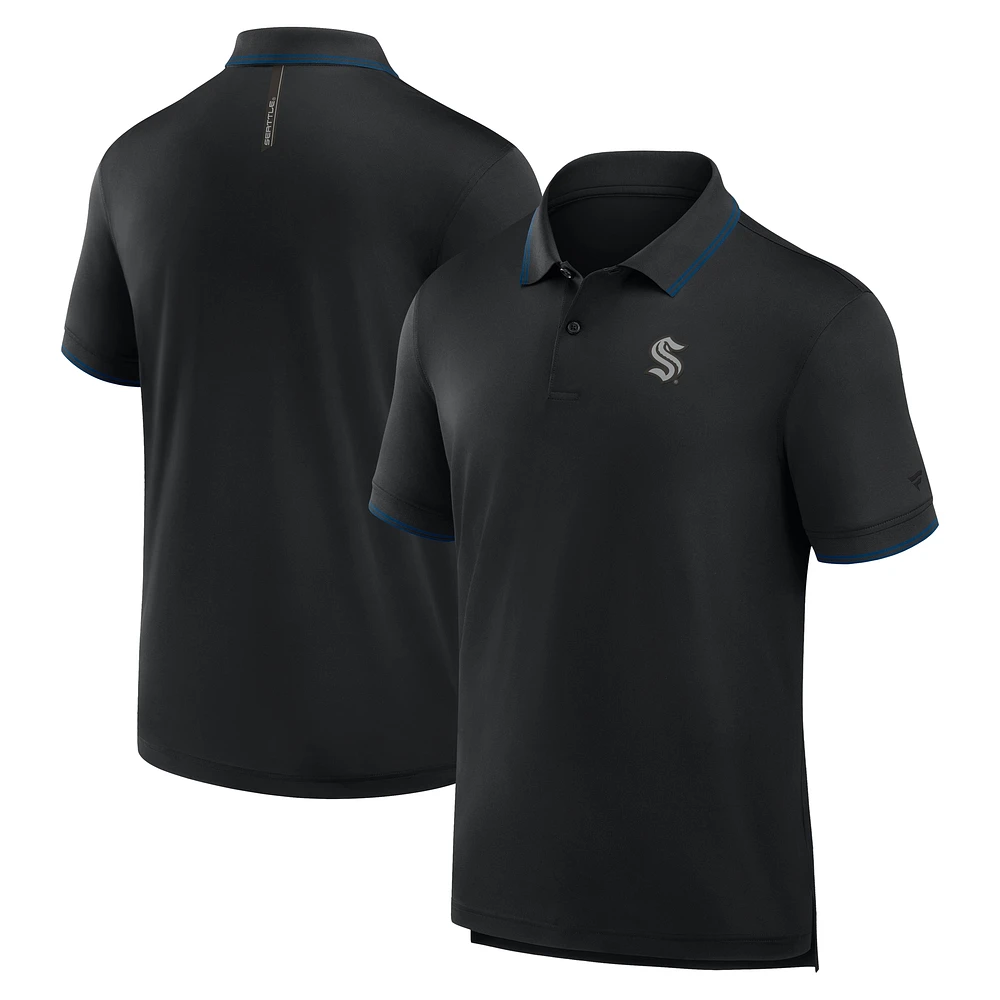 Polo noir Fanatics pour homme avec logo du Front Office Move Mono de Seattle Kraken