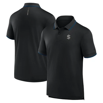 Polo noir Fanatics pour homme avec logo du Front Office Move Mono de Seattle Kraken
