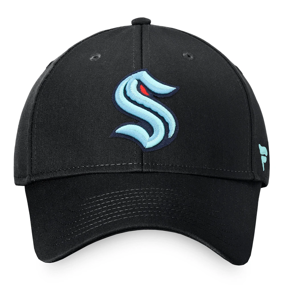 Men's Fanatics Black Seattle Kraken Logo Core Adjustable Hat