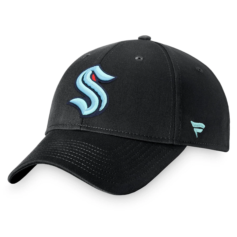 Men's Fanatics Black Seattle Kraken Logo Core Adjustable Hat