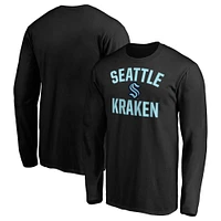 T-shirt à manches longues Seattle Kraken Victory Arch noir de marque Fanatics pour homme