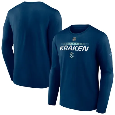 Seattle Kraken Fanatics Branded Authentic Pro Core Collection Prime Wordmark Long Sleeve T-Shirt - Navy