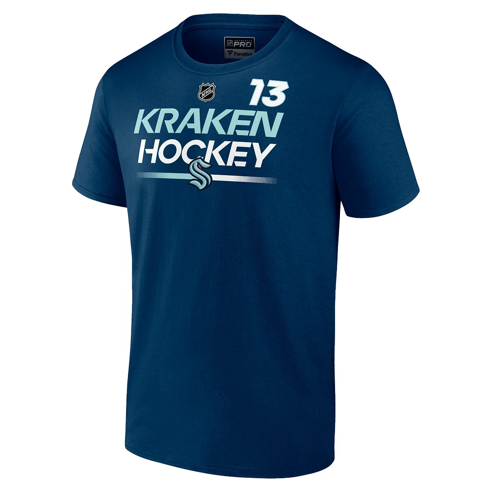 Men's Fanatics Brandon Tanev Deep Sea Blue Seattle Kraken Authentic Pro Prime Name & Number T-Shirt