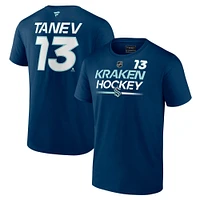 Men's Fanatics Brandon Tanev Deep Sea Blue Seattle Kraken Authentic Pro Prime Name & Number T-Shirt