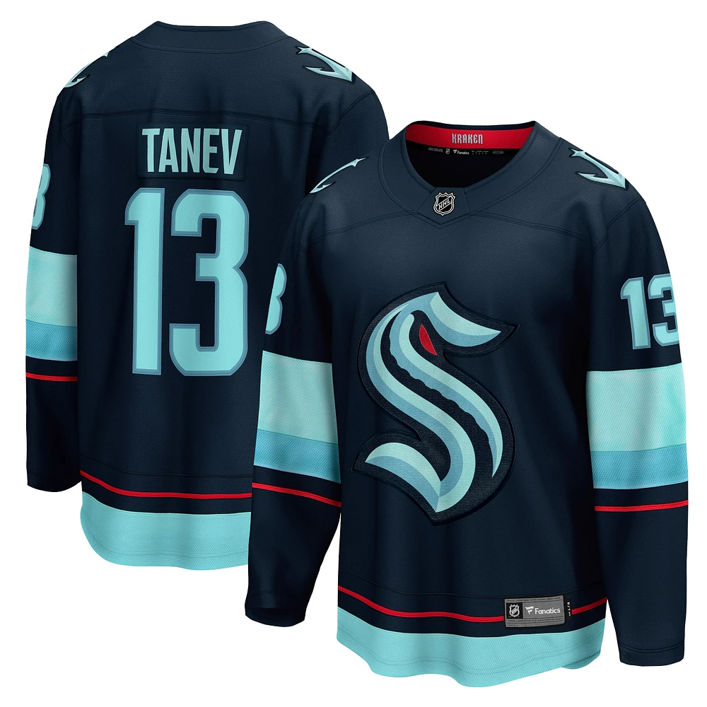 Maillot de joueur échappé à domicile Fanatics Brandon Tanev bleu marine Seattle Kraken pour hommes