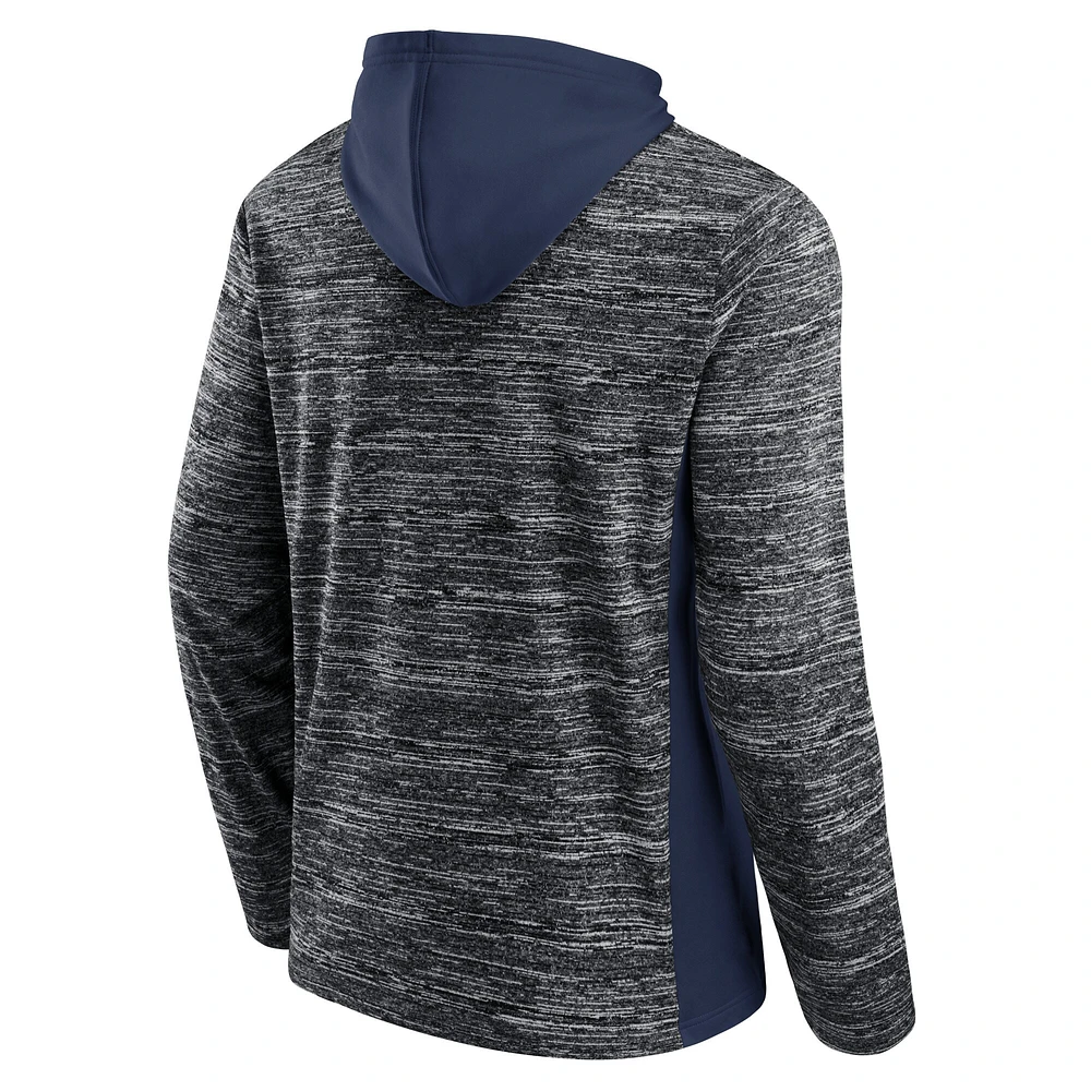 Men's Fanatics Charcoal/Deep Sea Blue Seattle Kraken Instant Replay Space-Dye Pullover Hoodie