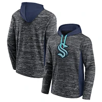 Sweat à capuche Fanatics Charcoal/Deep Sea Blue Seattle Kraken Instant Replay Space-Dye pour hommes