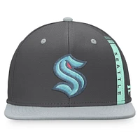 Fanatics Charcoal Seattle Kraken Authentic Pro Home Ice Snapback pour hommes - Casquette