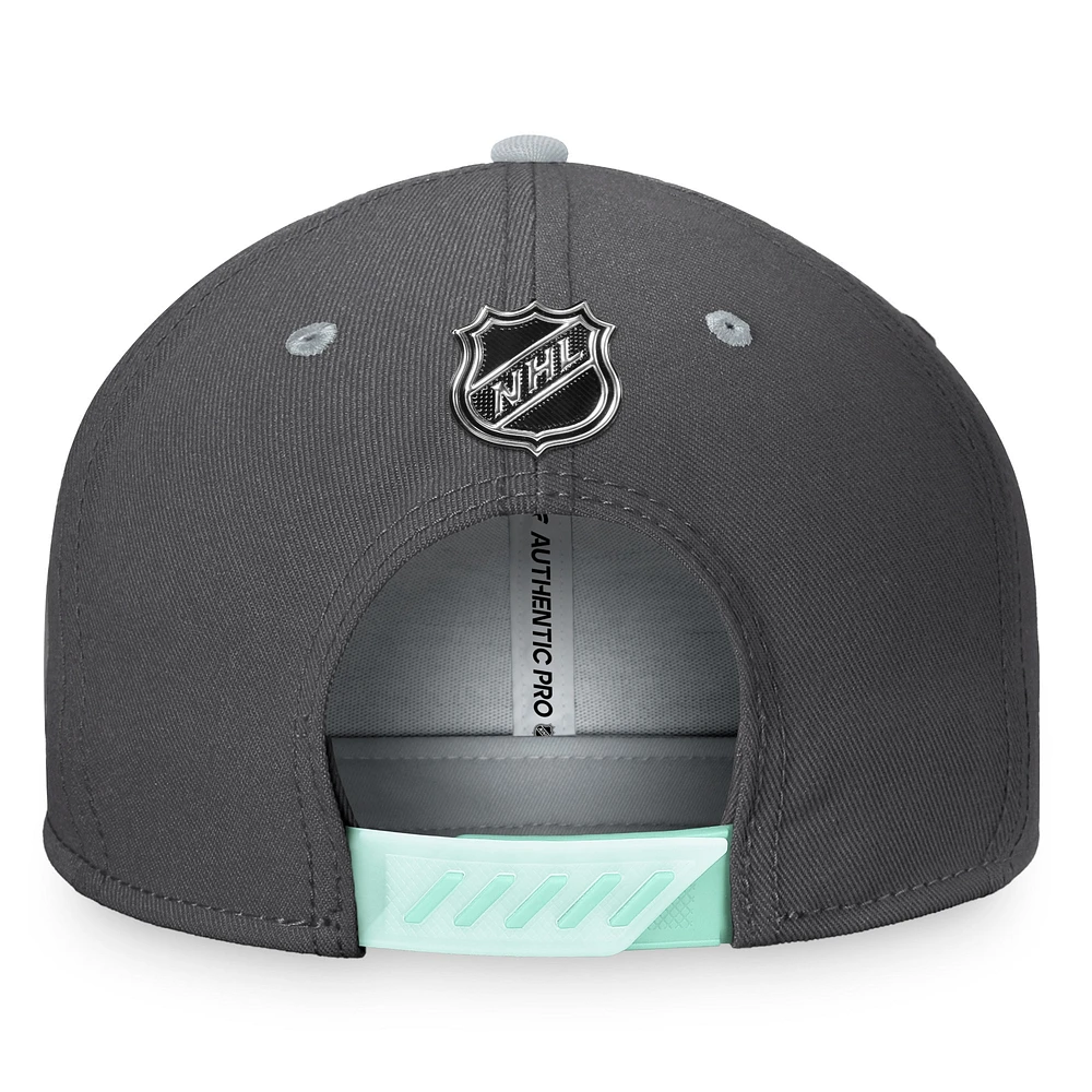 Fanatics Charcoal Seattle Kraken Authentic Pro Home Ice Snapback pour hommes - Casquette