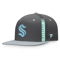 Fanatics Charcoal Seattle Kraken Authentic Pro Home Ice Snapback pour hommes - Casquette