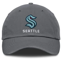 Men's Fanatics Charcoal Seattle Kraken Washed Adjustable Hat