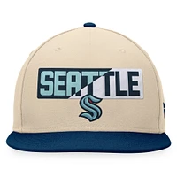 Casquette Snapback Seattle Kraken Goalaso Fanatics pour hommes crème/bleu profond