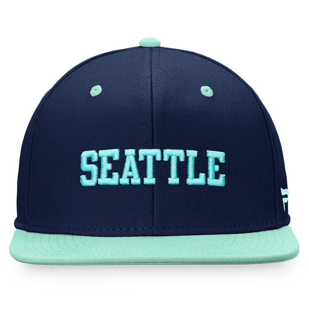 Men's Fanatics Deep Sea Blue/Blue Seattle Kraken Heritage City Two-Tone - Snapback Hat
