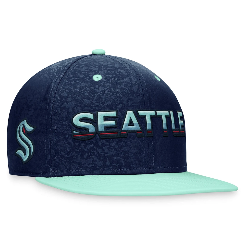 Men's Fanatics Deep Sea Blue/Light Blue Seattle Kraken Authentic Pro City Snapback Hat