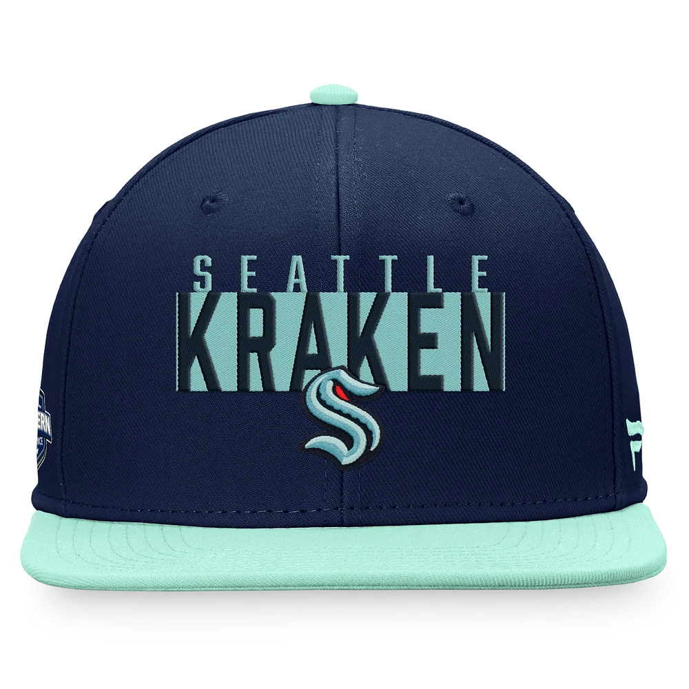 Men's Fanatics Deep Sea Blue/Light Blue Seattle Kraken Fundamental Colorblocked Snapback Hat