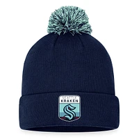 Men's Fanatics Deep Sea Blue Seattle Kraken NHL Draft Cuffed Knit Hat with Pom