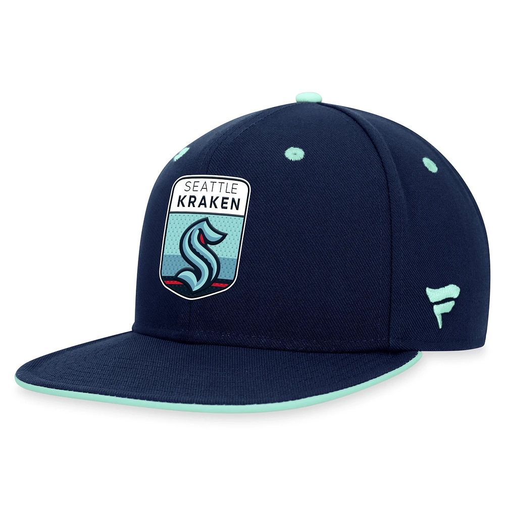 Men's Fanatics Deep Sea Blue Seattle Kraken NHL Draft Snapback Hat