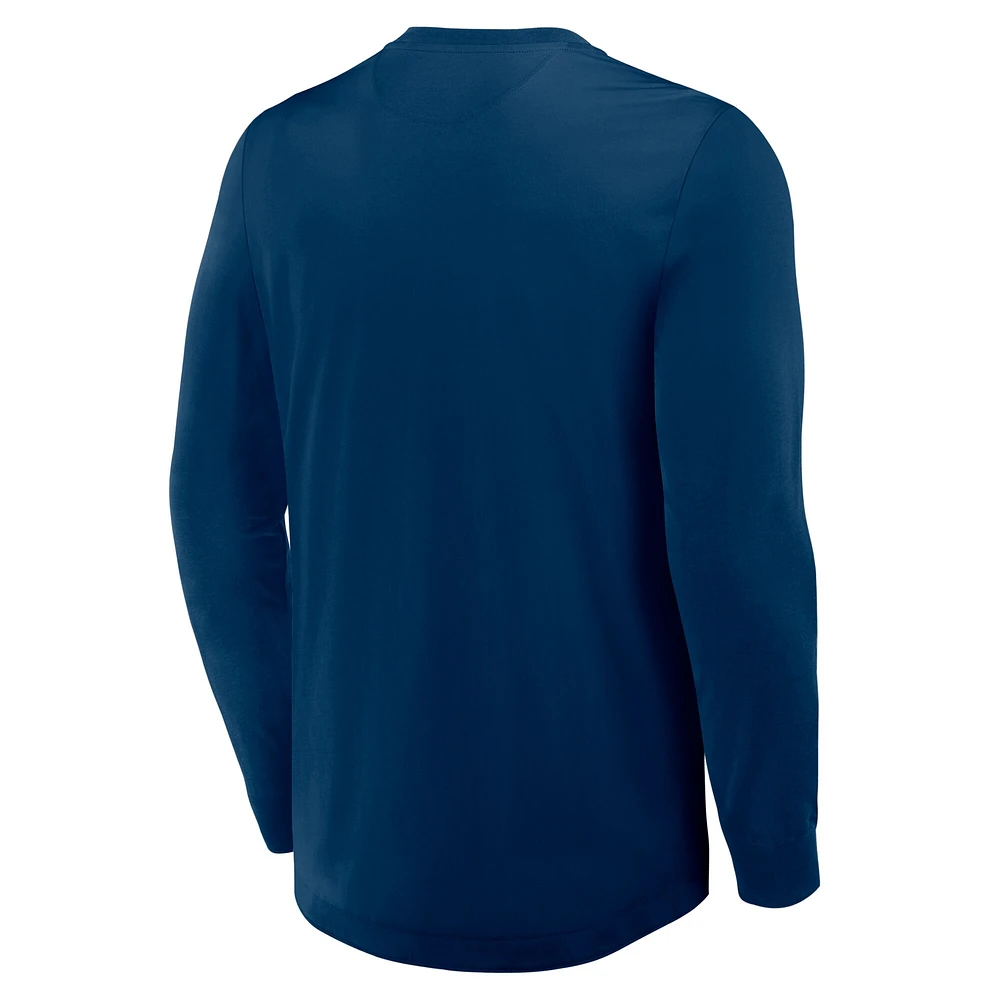 T-shirt Henley à manches longues bleu marine pour homme, Seattle Kraken Adrenaline Push