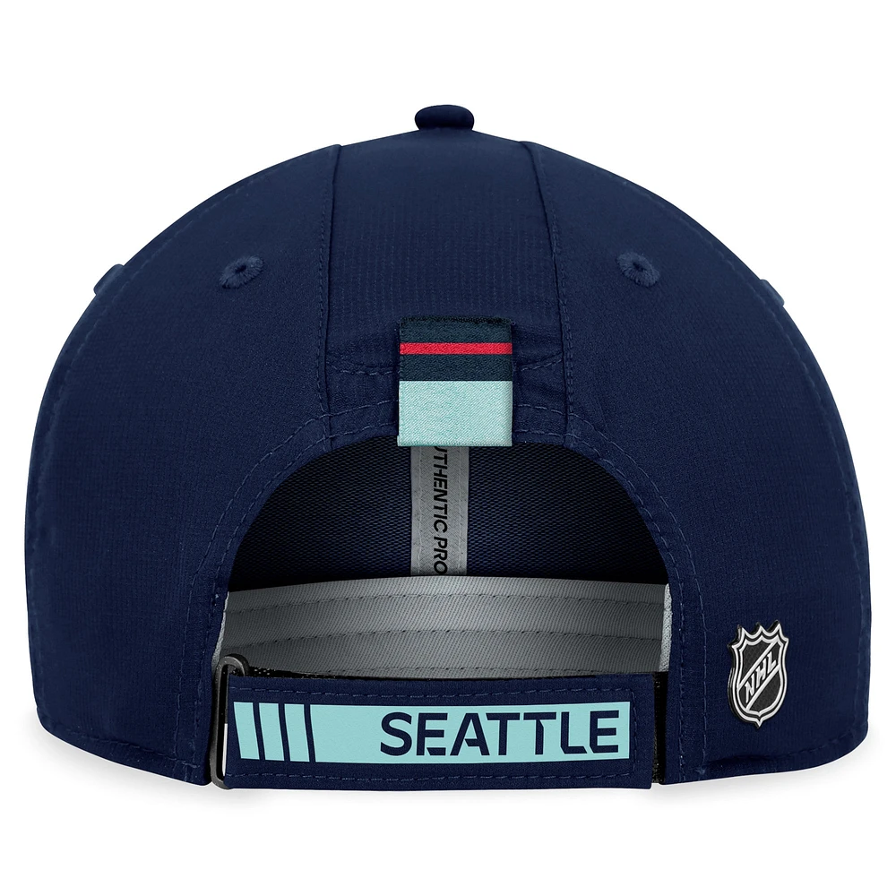 Casquette de performance réglable Seattle Kraken Authentic Pro Fanatics Deep Sea Blue pour hommes