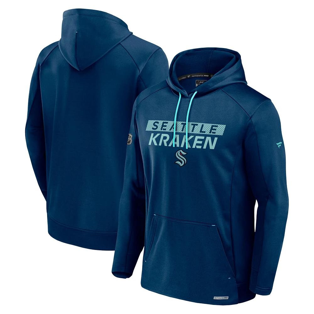 Sweat à capuche authentique Pro Seattle Kraken Deep Sea Blue Fanatics pour homme, grande et taille