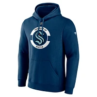 Men's Fanatics  Deep Sea Blue Seattle Kraken Authentic Pro Core Secondary Fleece Pullover Hoodie