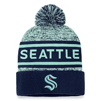 Bonnet en tricot à revers authentique Pro Seattle Kraken Fanatics Deep Sea pour hommes avec pompon