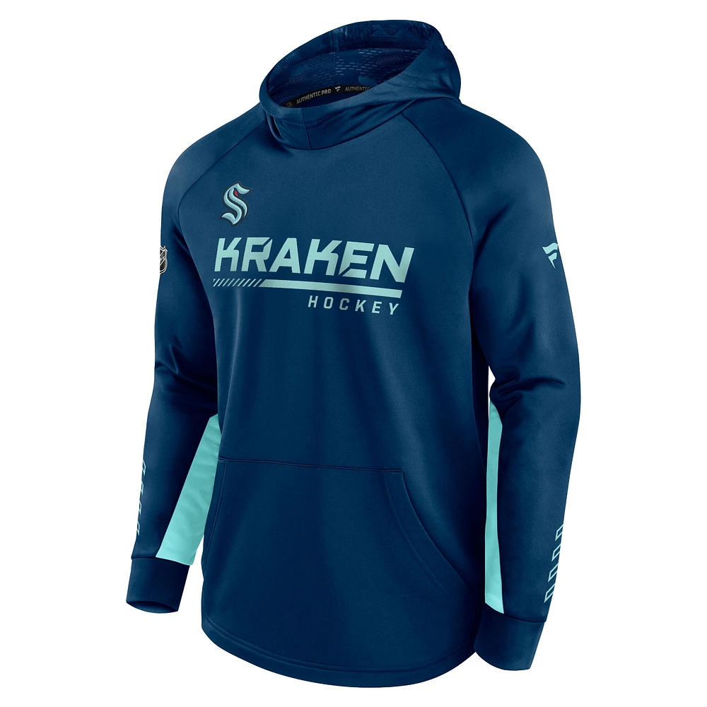 Men's Fanatics Deep Sea Blue Seattle Kraken Authentic Pro Locker Room Raglan Pullover Hoodie