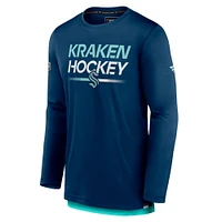 T-shirt à manches longues Seattle Kraken Authentic Pro Fanatics Deep Sea Blue pour hommes