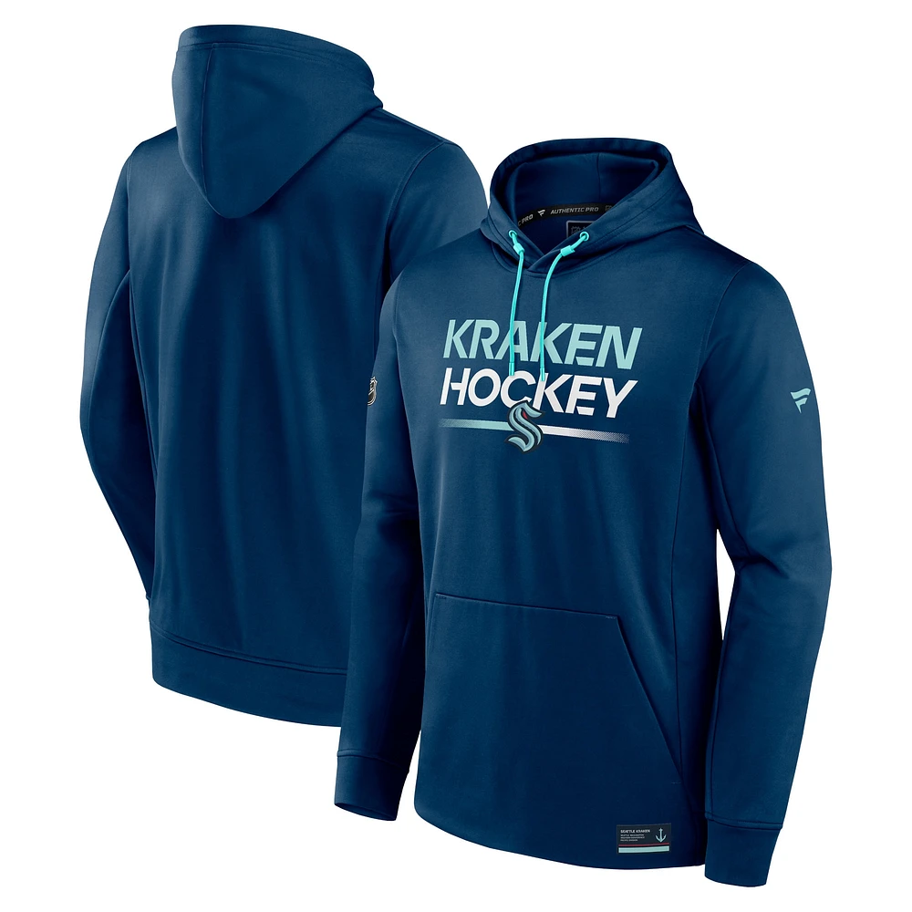 Sweat à capuche Fanatics Deep Sea Blue Seattle Kraken Authentic Pro pour hommes