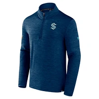 Haut à pull quart de zip Seattle Kraken Authentic Pro Fanatics Deep Sea Blue pour hommes