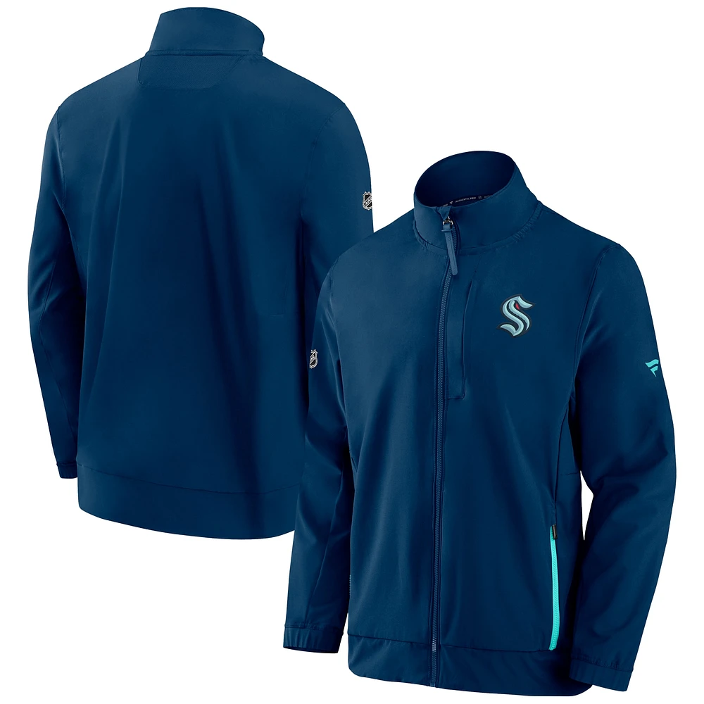 Men's Fanatics Deep Sea Blue Seattle Kraken Authentic Pro Rink Coaches Full-Zip Jacket