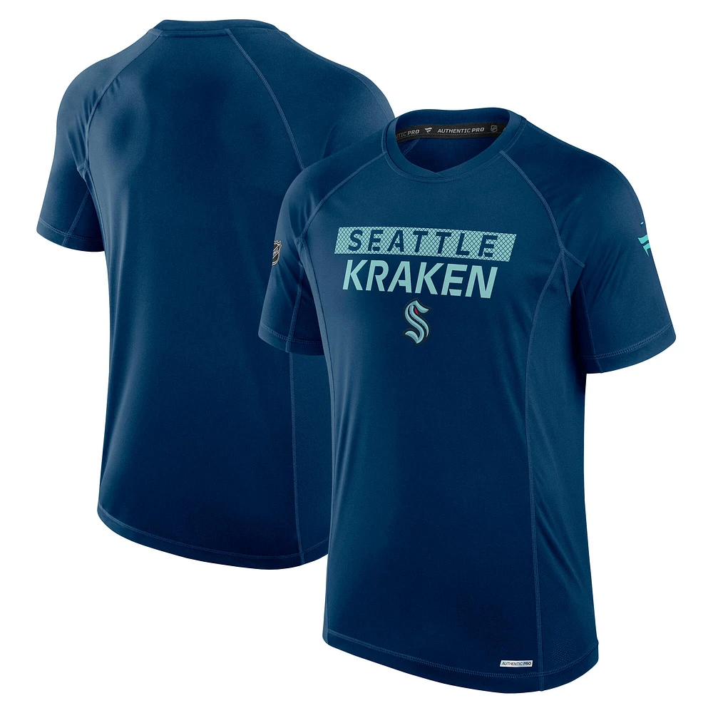 T-shirt technique authentique Pro Rink Seattle Kraken de Fanatics Deep Sea Blue pour homme