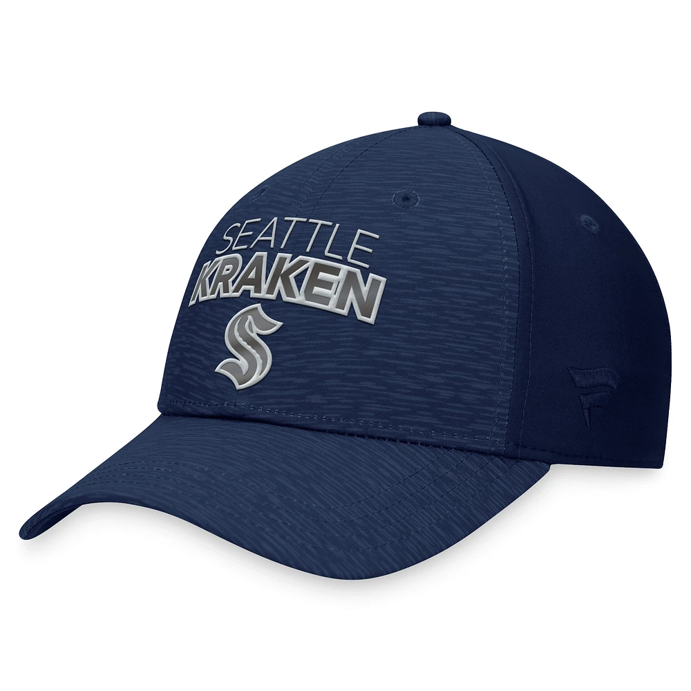 Casquette flexible Seattle Kraken Authentic Pro Road Stack Logo Fanatics Deep Sea pour hommes