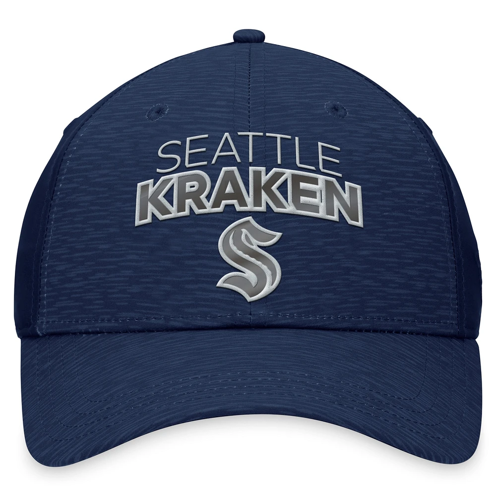 Men's Fanatics Deep Sea Blue Seattle Kraken Authentic Pro Road Stack Logo Flex Hat