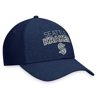 Men's Fanatics Deep Sea Blue Seattle Kraken Authentic Pro Road Stack Logo Flex Hat