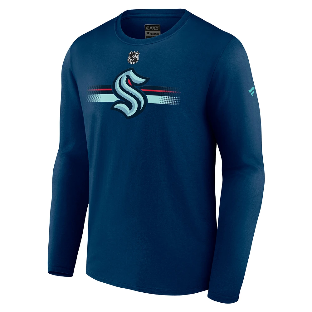 Men's Fanatics Deep Sea Blue Seattle Kraken Authentic Pro Secondary Long Sleeve T-Shirt