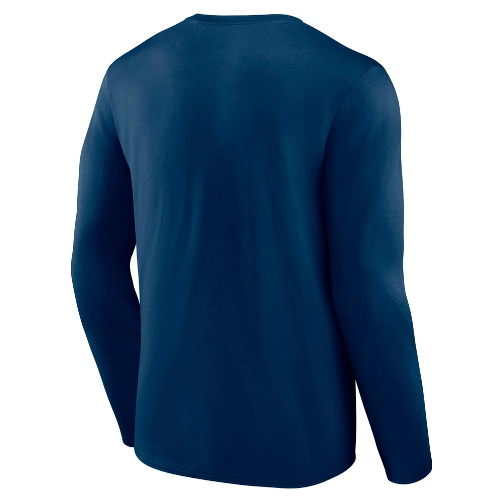 Men's Fanatics Deep Sea Blue Seattle Kraken Authentic Pro Secondary Long Sleeve T-Shirt